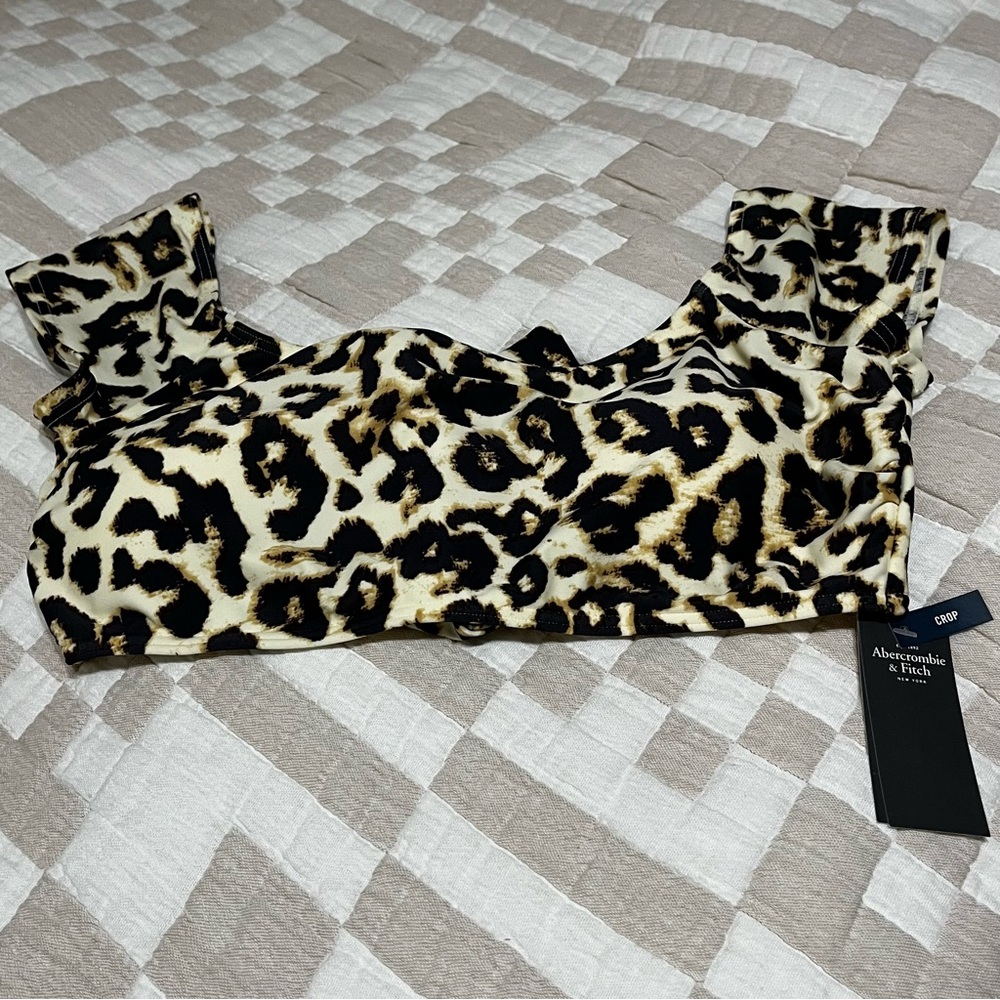 Abercrombie & Fitch Cheetah Animal Print Cropped Swim Top - Size Medium